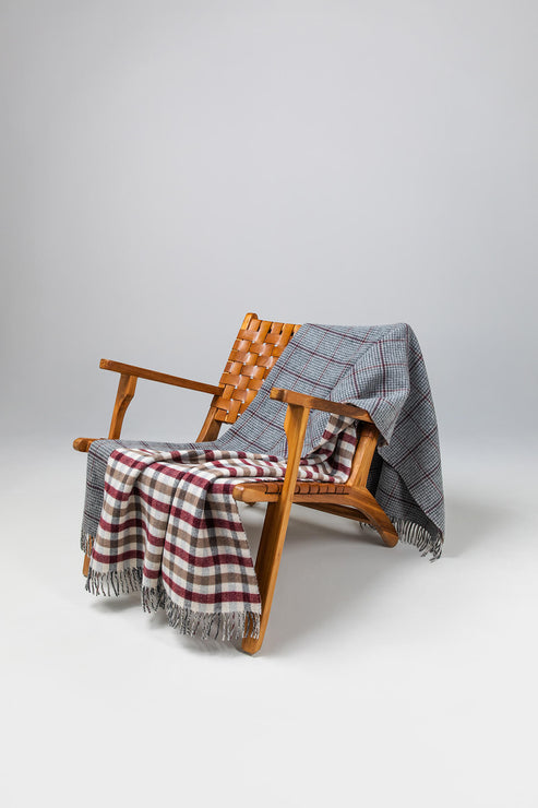 Tay Reversible Houndstooth and Block Check Tweed Lambswool Throw