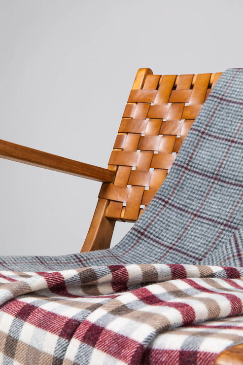 Tay Reversible Houndstooth and Block Check Tweed Lambswool Throw